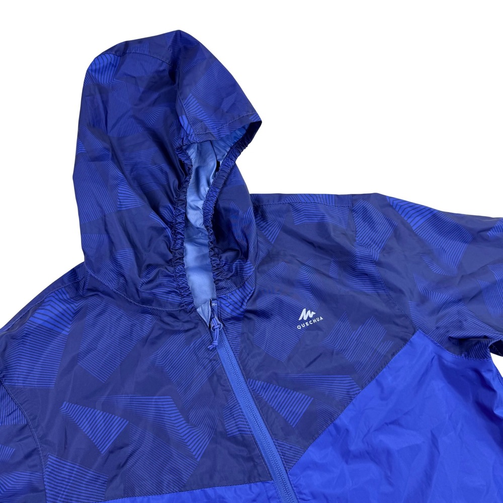 Decathlon Quechua Windbreaker Jacket Men XS Blue Geometric Full Zip Lightweight - Picture 7 of 12